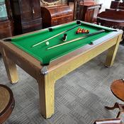 Lyric Slimline Traditional Oak pool table, supplied with accessories image