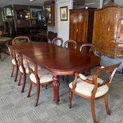 Beautiful mahogany d-end extendable dining table &amp; 8 balloon back chairs image