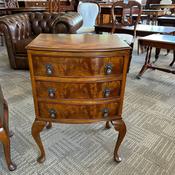 Fabulous Queen Anne styled mahogany flamed three-drawer chest of drawers image