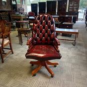 Fabulous red leather button back round back directors chair