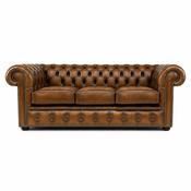 3 seater roll back Chesterfield - TAN image