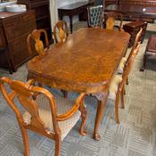 Beautiful walnut dining table &amp; 6 high back chairs image