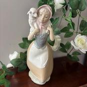 Nao by Lladro "Shepherdess with lamb" porcelain figurine