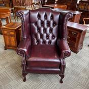 Queen Anne high back Chesterfield arm chair - OXBLOOD image