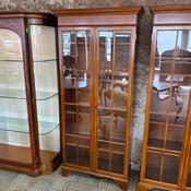 Beautiful mahogany glazed two door bookcase with string inlay
