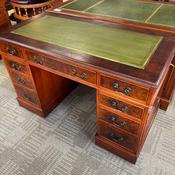 Yew flamed twin pedestal writing desk image