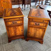 Fabulous pair mahogany flamed lockers with brush slide &amp; cupboard image