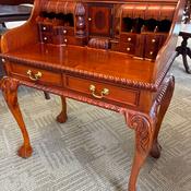 Chippendale style mahogany bureau with ten upper drawers