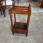 Late 20th century mahogany stick stand with base drip drawer
