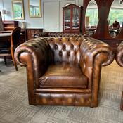 Preowned clubman roll back TAN leather Chesterfield chair image