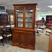Victorian mahogany breakfront display cabinet