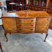 Fabulous walnut bow fronted serpentine Queen Anne sideboard image