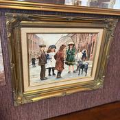 G. Cartwright, children skipping in the street, oil on board, framed