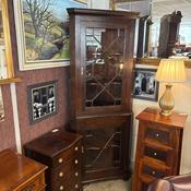 19th-century oak corner cabinet image