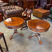 Elegant pair of mahogany drum tables