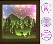 €5.50 - Couple Mountain Walk  - 3D Paper Cut Template Light Box SVG