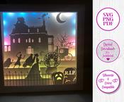 €5.50 - The Haunted Mansion  - 3D Paper Cut Template Light Box SV