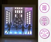 €5.50 - Ice Skating Christmas  - 3D Paper Cut Template Light Box SVG