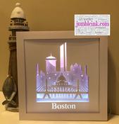 €5.50 - Boston Skyline - 3D Paper Cut Template Light Box SVG