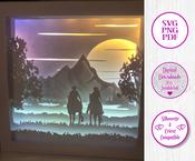 €5.50 - Couple Horse Riding - 3D Paper Cut Template Light Box SVG