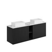 Ember 1400 Fluted Cabinet &amp; Marble Countertop Matt Black (incl basin) image