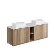 Ember 1400 Fluted Cabinet &amp; Marble Countertop Sonoma Oak (incl basin) image
