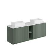 Ember 1400 Fluted Cabinet &amp; Marble Countertop Reed Green (incl basin) image