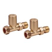 Radiator Valve Straight Brushed Brass 15mm (pair) image