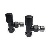 Radiator Valve Angled Black 15mm (pair) image