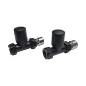 Radiator Valve Straight Black 15mm (pair) image