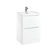 Topaz 600 Floor Cabinet High Gloss White with Basin image
