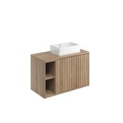 Ember 800 Cabinet with Fluted Door &amp; Side Storage Sonoma Oak (incl basin) image