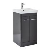 Bruna Floorstanding 600 Vanity Unit Gloss Wolf Grey (incl basin) image