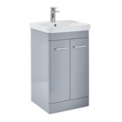 Bruna Floorstanding 500 Vanity Unit Gloss Pebble Grey (incl basin) image