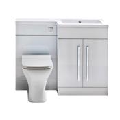 Leora 1100 2 Door Furniture Pack High Gloss White (incl basin) image
