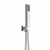 Chrome Square Shower Outlet, Hose &amp; Head image