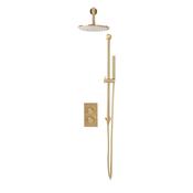 Brushed Brass Round Handle, Head &amp; Handset Riser Kit image