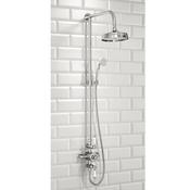 Traditional Rigid Riser Shower with Fixed Head and Handset image