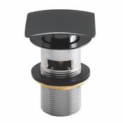 Square Dome Slotted Sprung Basin Waste Black image