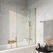 Radius Edge 6mm Thick Brushed Brass Bath Screen image