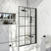 Black Grid 6mm Thick Bath Screen image