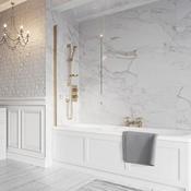 Leni Single Panel Bath Screen Brushed Brass 800 x 1500 image