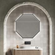 Thrive Octagonal Mirror Matt Black 600 x 600 image