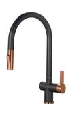 Mayhill Single Lever Pull Out Kitchen Tap - Black &amp; Rose Gold image