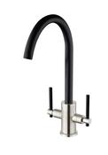 Narbeth Double Lever Kitchen Tap - Black &amp; Brushed image