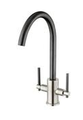 Narbeth Double Lever Kitchen Tap - Gunmetal &amp; Brushed image