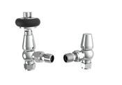 Caerleon Wooden Head Angle TRV Rad Valves - Chrome image