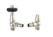 Caerleon Wooden Head Angle TRV Rad Valves - Satin Nickel image