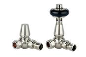 Caerleon Wooden Head Corner TRV Rad Valves - Satin Nickel image