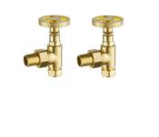 Maesteg Industrial Angled Rad Valves - Brushed Brass image